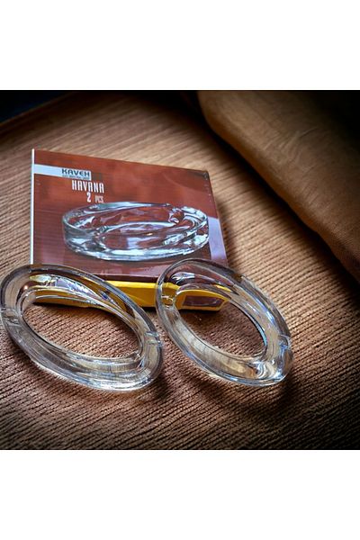 EVİMOL Kitchen Ash Tray Glass Kaveh Oval Set of 2