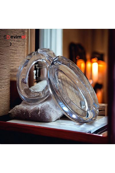 EVİMOL Kitchen Ash Tray Glass Kaveh Oval Set of 2