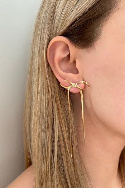 Lavian Accessories Gold Italyan Zincir Fiyonk Küpe