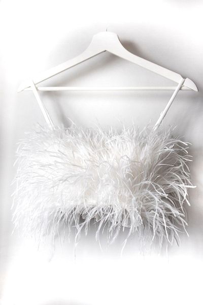 Mita Concept White Silk Satin Camel Feather Set