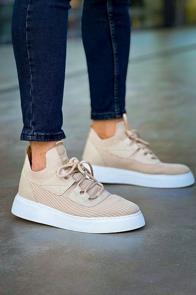 BZ Moda B2425 Ορθοπεδική σόλα Μπεζ Πλεκτά Ανδρικά Sneaker - TBT