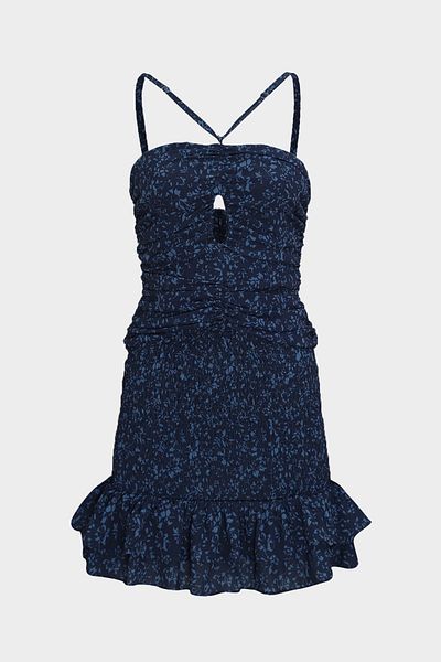 Açelya Okcu Slim Fit Elastic and Gather Detailed Women's Mini Dress