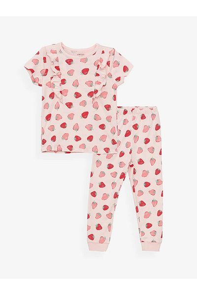 LC Waikiki LCW baby Crew Neck Short Sleeve Printed Baby Girl Pajamas Set