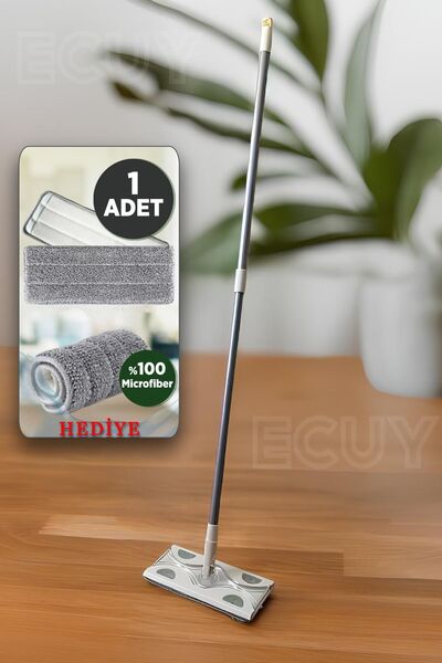 Ecuy 360° Başlıklı Mikrofiber Mop – Sıkıştırmalı Paspas Temizlik Seti, Yüzey ...