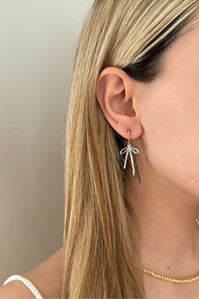 Lavian Accessories Gümüş Minimal Sallantılı Fiyonk Küpe