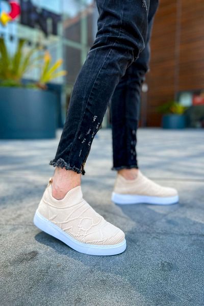 BZ Moda Craig B411 Orthopedic Sole Knitwear Ανδρικά αθλητικά παπούτσια - Μπεζ TBT