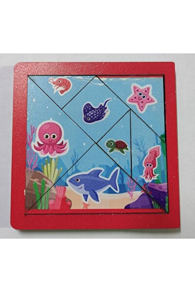 YAHO OYUNCAĞIN DOĞAL HALİ Wooden Puzzle Tangram 7 Pieces Educational Colorful
