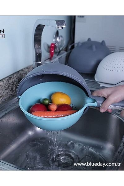 Rapt 360 Degree Rotatable Rice Washing and Pasta Strainer Double Chamber Rotating Vegetable Fruit Washing Strainer