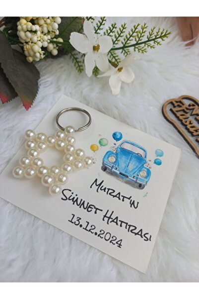 10 Pieces Pearl Star Keychain-Personalized Card-Birthday - Newborn - Mevlid - Circumcision Gift