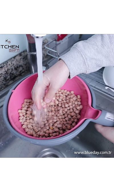 Rapt 360 Degree Rotatable Rice Washing and Pasta Strainer Double Chamber Rotating Vegetable Fruit Washing Strainer