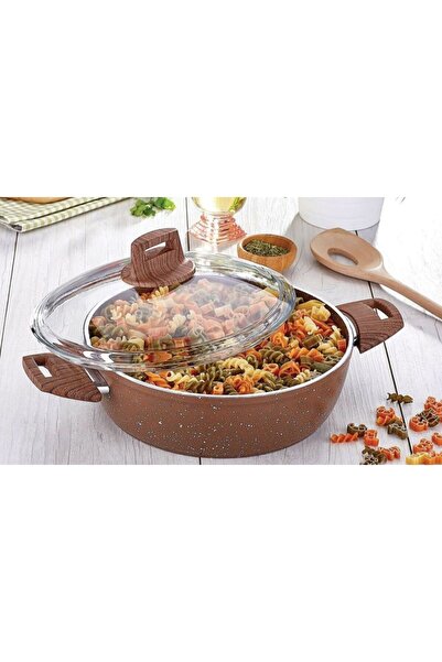 Kahramanlar Fiesta 26 Cm Basık Döküm Granit Tencere Kahverengi Karnıyarık