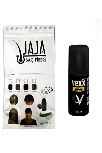 Jaja 100 gr Orta Kahve .topik Saç Tozu Hair Fiber Vexx 100 Ml. Sabitleyici Sprey