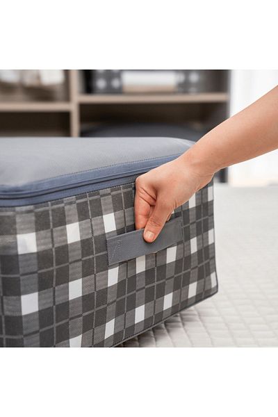 AYHANHOME Kostkované vzorované oblečení - Pique deka, taška s organizérem 45x30x50 cm