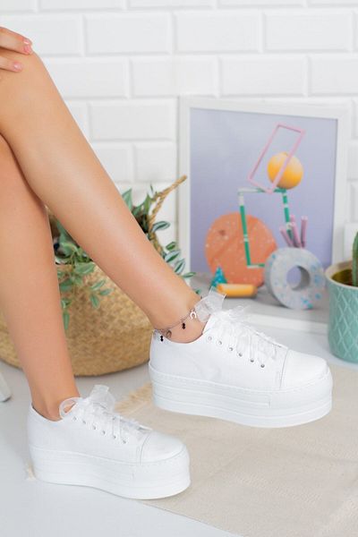 Miss Angel High Wedge Heeled White Linen 6 cm Wedding Dress Evening Dress Sports Shoes