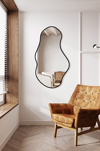 Mirze Life Dalgalı Asimetrik Duvar Aynası, Estetik Tasarım Salon Aynası, Mode...