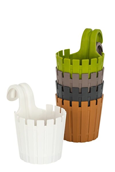 Poliwork 1 Adet Akasya Balkon Saksı Tekli Kolay Askı Beyaz 1,5 Lt Denge Aparatlı