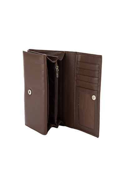 Karalı Deri Hakiki Deri Kadın Portföy Kahve Bc411-02