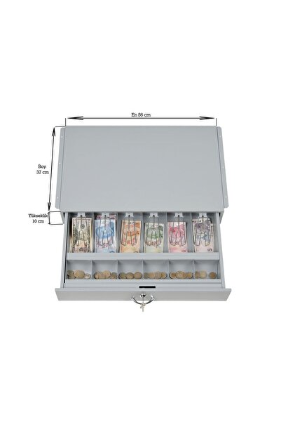 CETKA METAL Kırılmaz Metal Banka Tipi PTT Bank Para Cekmecesi Teleskopik Rayl...