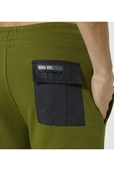 Aeropostale Men's Green Plain Mid-Rise Drawstring Jogger