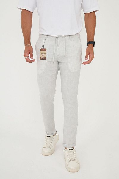 BROCARD Ανδρικό Jogger Slimfit - Γκρι, Μέση μισή λάστιχο, Παντελόνι διπλού ποδιού