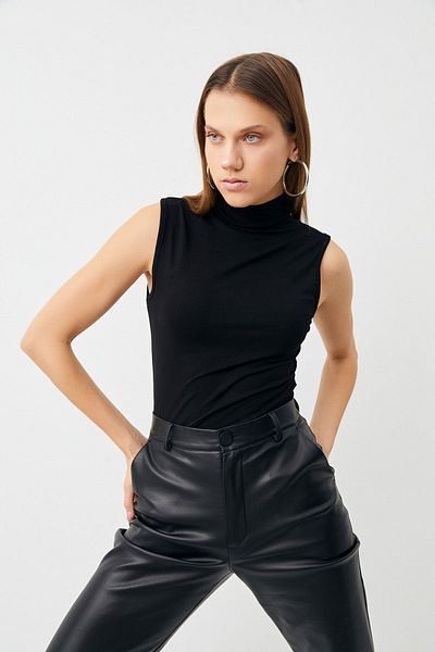 Bipantolon Body fără mâneci din 3 piese, negru, alb crem