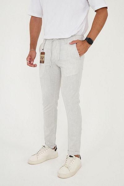 BROCARD Ανδρικό Jogger Slimfit - Γκρι, Μέση μισή λάστιχο, Παντελόνι διπλού ποδιού