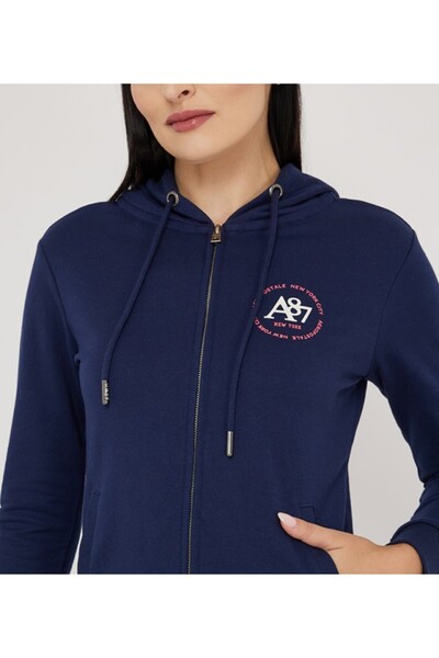 Aeropostale Women's Blue Text Hooded Sweatshirt
