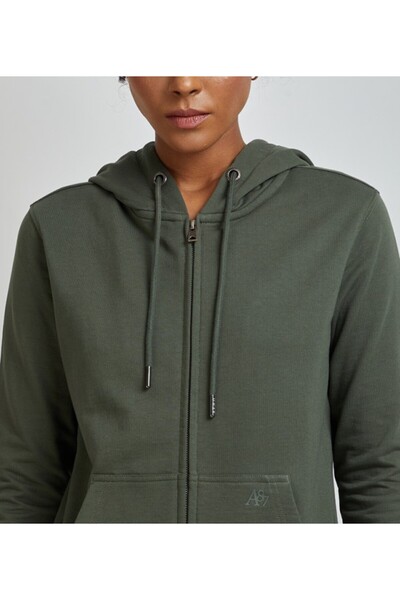Aeropostale Women's Green Plain Hooded Sweatshirt