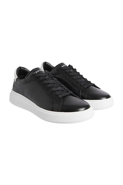 Calvin Klein Men's Lace-up Brand Logo Sports Style Black Sneakers