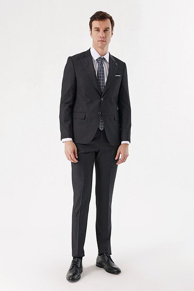 Morven Men's Gray Basic Slim Fit Suit