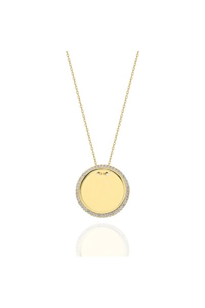 ERKOÇ JEWELLERY Kadın 925 Ayar Gümüş Çerçeveli Plaka Kolye