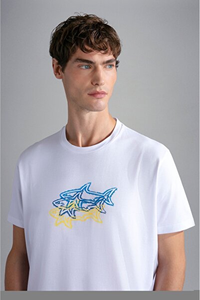 PAUL&SHARK Ανδρικό βαμβακερό κανονικό μπλουζάκι με στρογγυλή λαιμόκοψη 24411041 -010