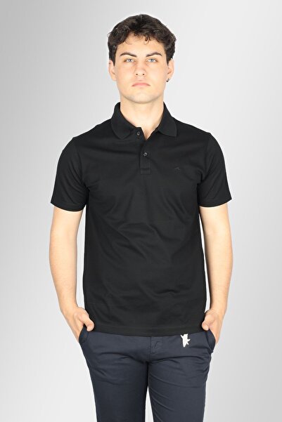 PAUL&SHARK Erkek Polo Yaka Düğme Kapamalı Kısa Kollu Siyah Polo Yaka T-Shirt ...