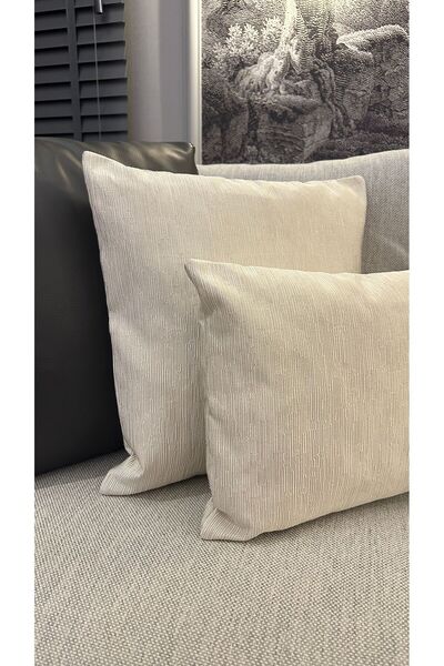 Decamor home Ecru Throw Pillow Cover - Gold Detailed