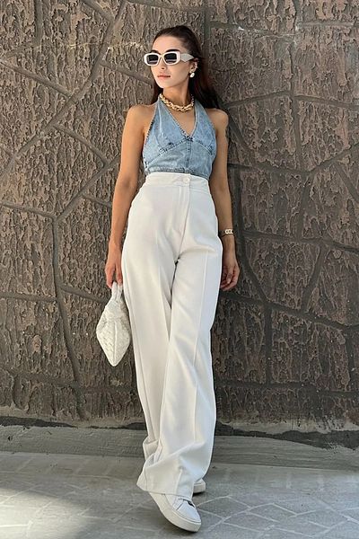 ButikDina Floara Women's Lycra Palazzo Model Fabric Trousers