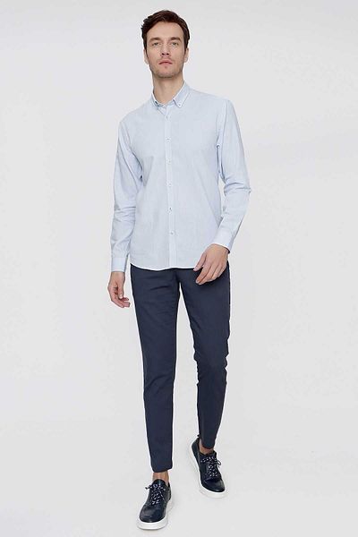 Morven Cămașă A.blue Cotton Mini Oxford Slim Fit pentru bărbați