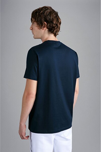 PAUL&SHARK Ανδρικό μπλουζάκι με λογότυπο βαμβακερό κανονικό κανονικό μπλουζάκι Navy Blue 24411085 -013