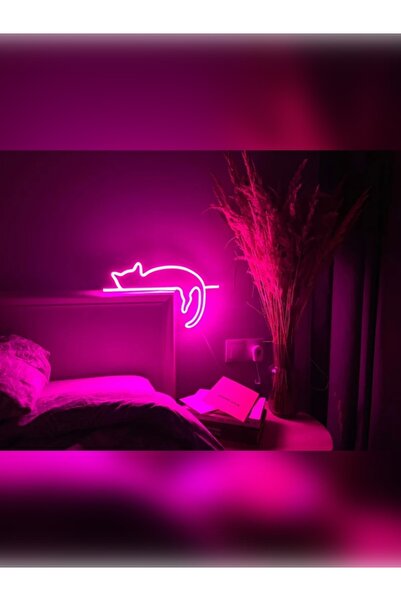 Neonyum KEDİ NEON TABELA CAT NEON DUVAR VE MASA İÇİN NEON AYDINLATMA