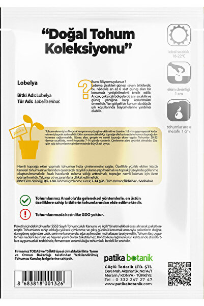 Patika Botanik 100 Adet Lobelya Çiçek Tohumu (LOBELİA ERİNUS)