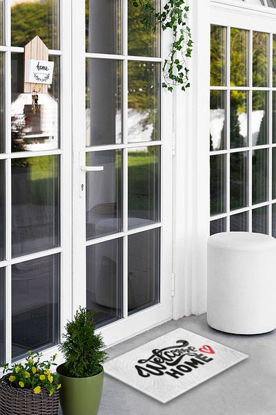 Decorita Welcome Home - White Textured Patterned Glass Mat, 40cm x 60cm