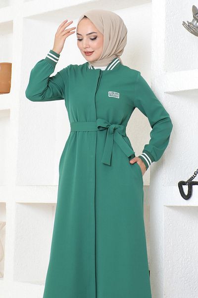 Modamihram Emerald Ferace - Hidden Button and Ribbed, Model 19214