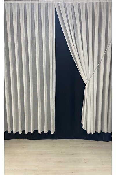 Fashion Pearl Moda Inci Perde, Keten Halatlı Kruvaze Tül Perde