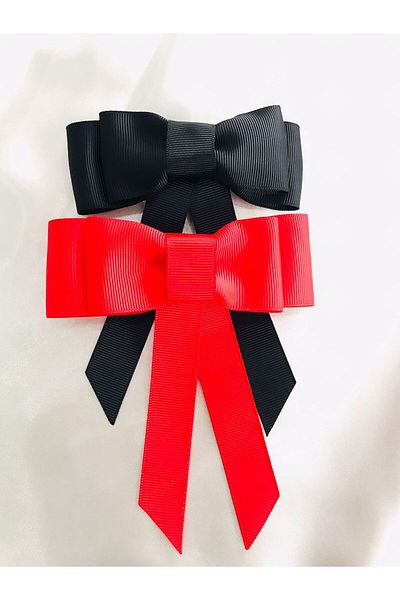 Demeter Collection 2pcs bow red black automatic buckle