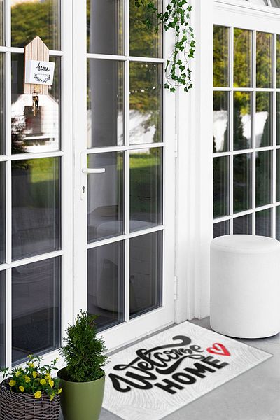 Decorita White Textured Patterned Mat - Glass Door, Non-Slip Glass Mat| 50cm x 90cm