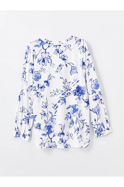 LC Waikiki LCW Grace - Langärmlige Bluse mit Blumendruck und auslaufendem Kragen für Damen