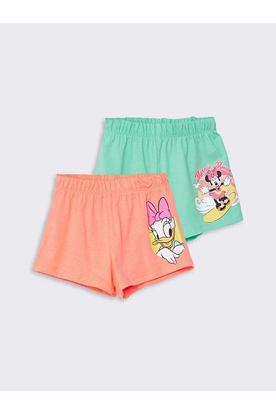 LC Waikiki Minnie Mouse Printed Baby Girl Shorts - LCW Baby, Elastic Waist, 2 Pack