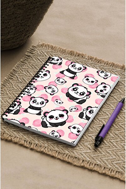 kutuTR Panda 100 Sheets Lined Wooden MDF Cover Vip Modelist Notebook - 80gr/m2 Ç510