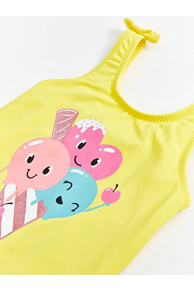 LC Waikiki Bedruckter Rundhals-Badeanzug für Baby-Mädchen