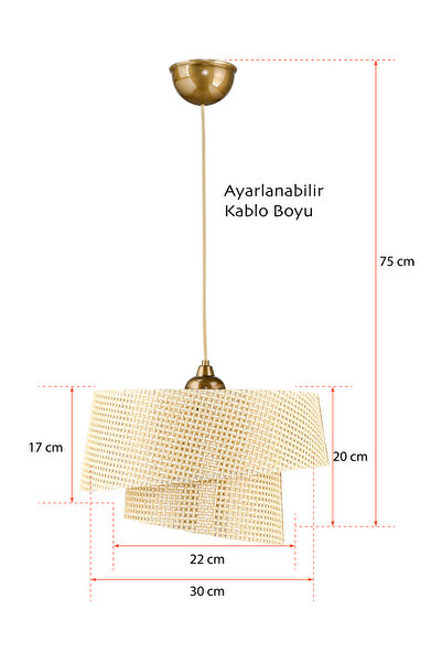EvLight Eftelya Hazeran Rattan 2 Katlı Pasta Sarkıt Avize