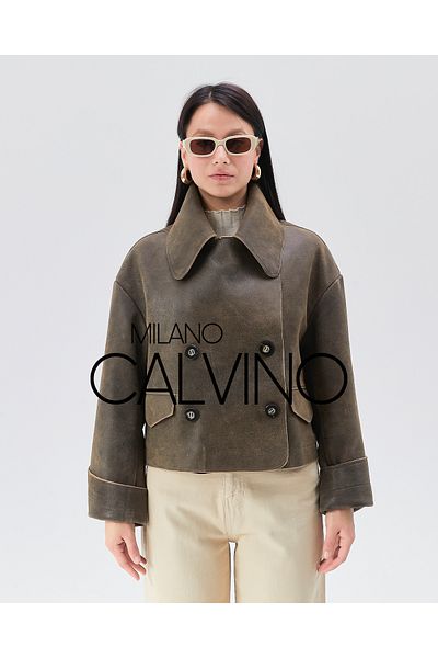 Milano Calvino Genuine Leather Women's Oversize Jacket Coat